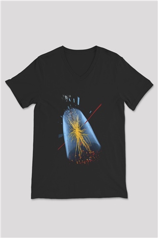 Fizikçi Siyah Unisex V Yaka Tişört T-Shirt