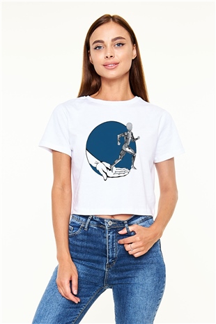 Fizyoterapist Beyaz Croptop Tişört