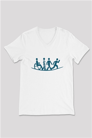 Fizyoterapist Beyaz Unisex V Yaka Tişört T-Shirt