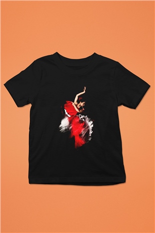 Flamenko Baskılı Siyah Unisex Çocuk Tişört