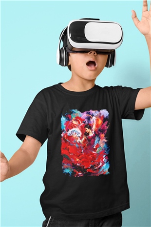 Flamenko Baskılı Siyah Unisex Çocuk Tişört