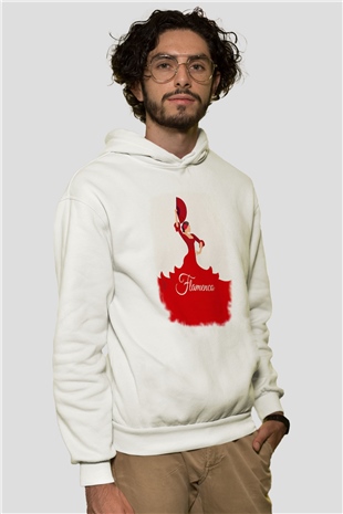 Flamenko Beyaz Unisex Hoodie
