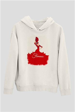 Flamenko Beyaz Unisex Hoodie
