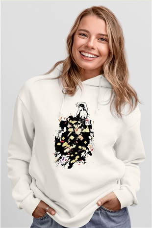 Flamenko Beyaz Unisex Hoodie