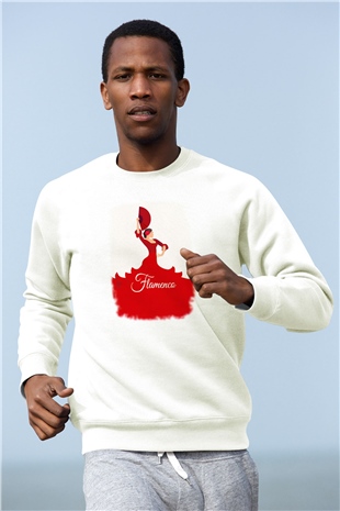 Flamenko Beyaz Unisex Sweatshirt
