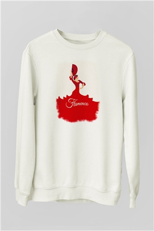 Flamenko Beyaz Unisex Sweatshirt