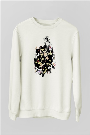 Flamenko Beyaz Unisex Sweatshirt