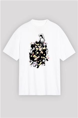 Flamenko Beyaz Oversize Tişört Oversize T-shirt - TişörtFabrikası