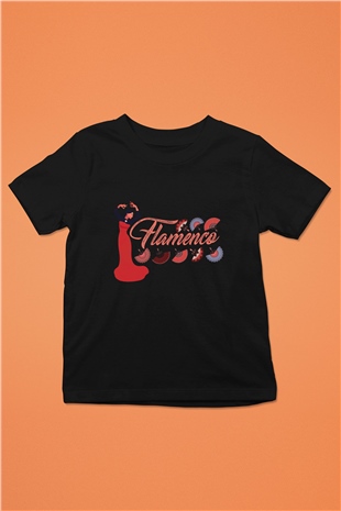 Flamenko Siyah Unisex Çocuk Tişört