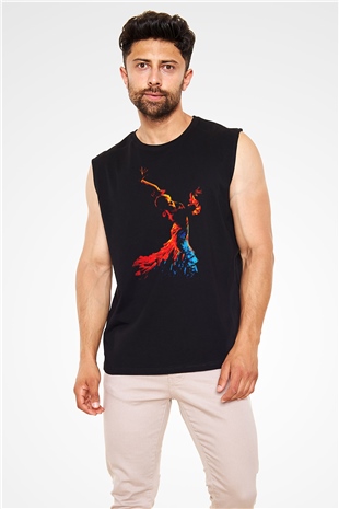 Flamenko Siyah Unisex Kolsuz Tişört
