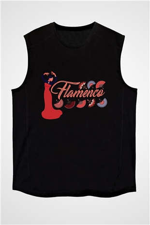 Flamenko Siyah Unisex Kolsuz Tişört