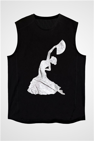 Flamenko Siyah Unisex Kolsuz Tişört