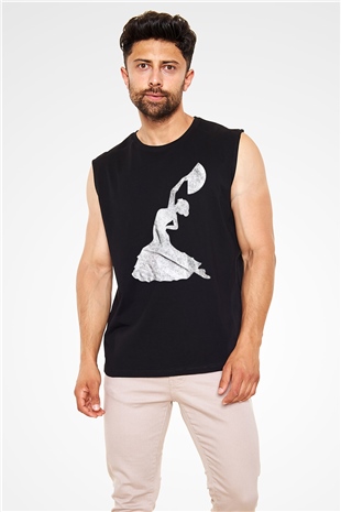 Flamenko Siyah Unisex Kolsuz Tişört