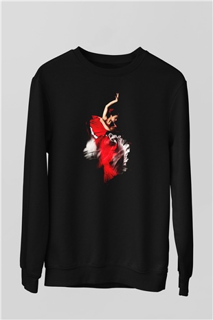 Flamenko Siyah Unisex Sweatshirt