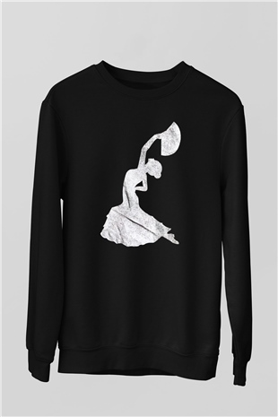 Flamenko Siyah Unisex Sweatshirt