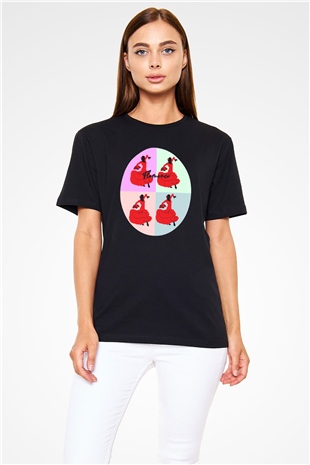 Flamenko Siyah Unisex Tişört T-Shirt - TişörtFabrikası