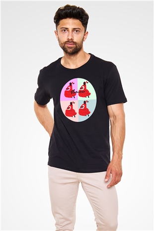 Flamenko Siyah Unisex Tişört T-Shirt - TişörtFabrikası