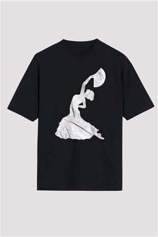 Flamenko Siyah Oversize Tişört Oversize T-shirt - TişörtFabrikası