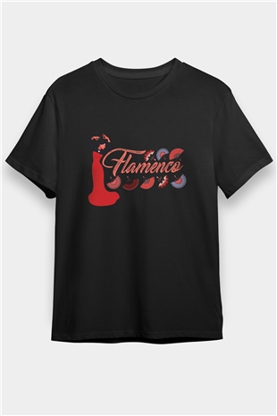 Flamenko Siyah Unisex Tişört T-Shirt - TişörtFabrikası