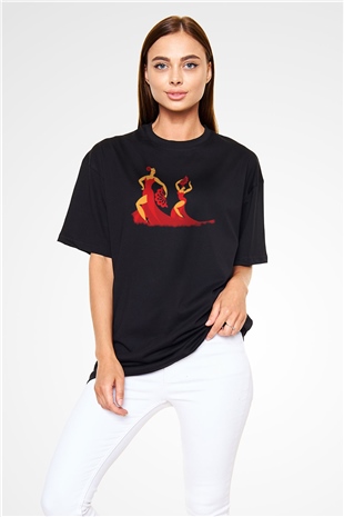 Flamenko Siyah Oversize Tişört Oversize T-shirt - TişörtFabrikası