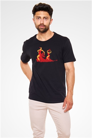 Flamenko Siyah Unisex Tişört T-Shirt - TişörtFabrikası