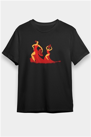 Flamenko Siyah Unisex Tişört T-Shirt - TişörtFabrikası