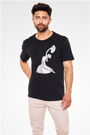 Flamenko Siyah Unisex Tişört T-Shirt - TişörtFabrikası