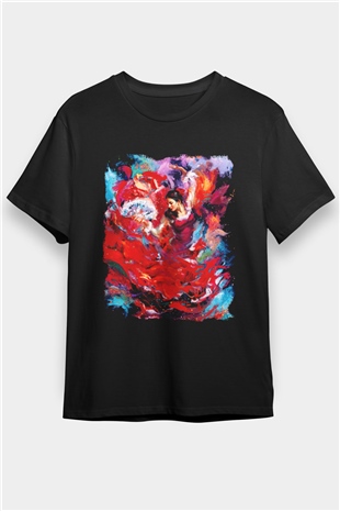 Flamenko Siyah Unisex Tişört T-Shirt - TişörtFabrikası