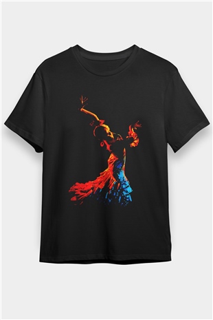 Flamenko Siyah Unisex Tişört T-Shirt - TişörtFabrikası