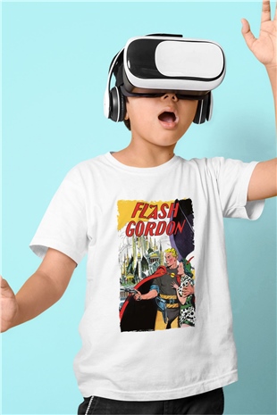 Flash Gordon Beyaz Unisex  Çocuk Tişört