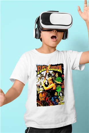 Flash Gordon Beyaz Unisex  Çocuk Tişört