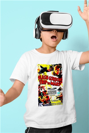 Flash Gordon Beyaz Unisex  Çocuk Tişört
