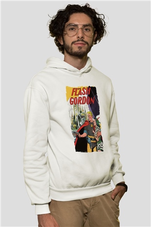Flash Gordon Beyaz Unisex Hoodie
