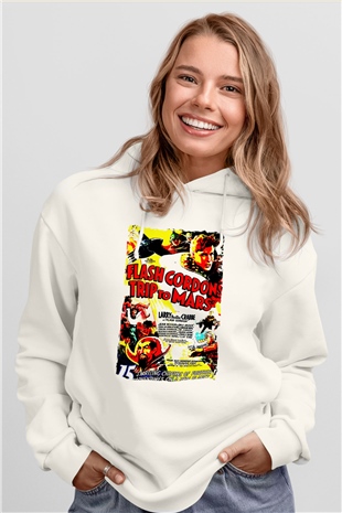 Flash Gordon Beyaz Unisex Hoodie