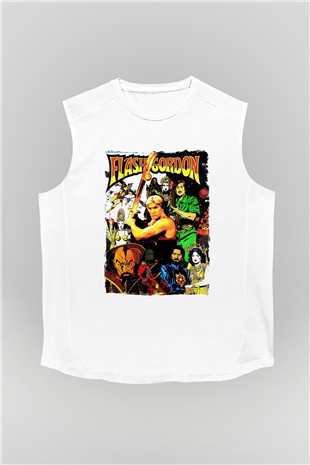 Flash Gordon Beyaz Unisex  Kolsuz Tişört