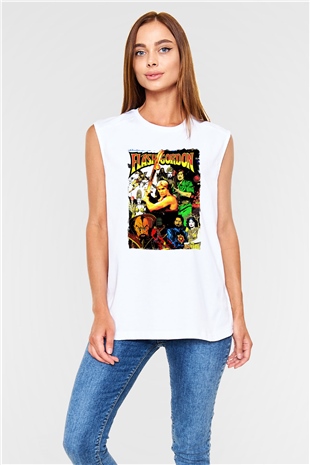 Flash Gordon Beyaz Unisex  Kolsuz Tişört