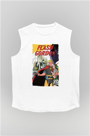 Flash Gordon Beyaz Unisex  Kolsuz Tişört