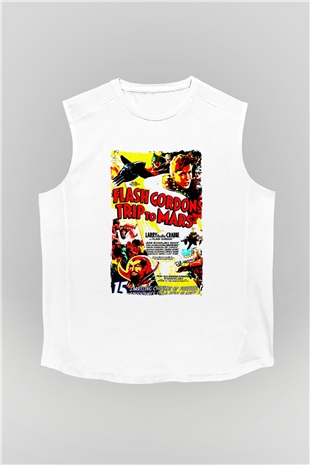 Flash Gordon Beyaz Unisex  Kolsuz Tişört