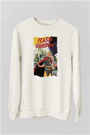 Flash Gordon Beyaz Unisex  Sweatshirt