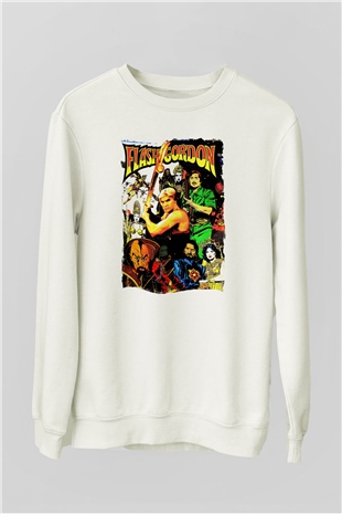 Flash Gordon Beyaz Unisex  Sweatshirt