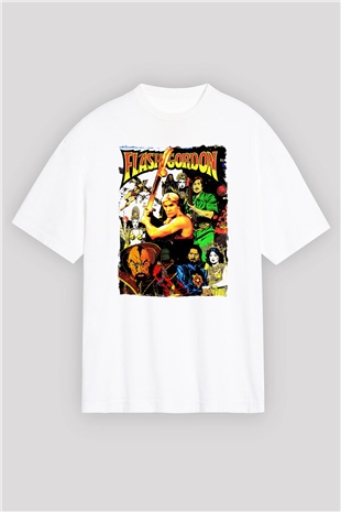 Flash Gordon Beyaz Oversize Tişört