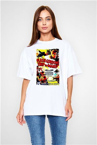 Flash Gordon Beyaz Oversize Tişört