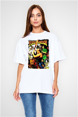 Flash Gordon Beyaz Oversize Tişört