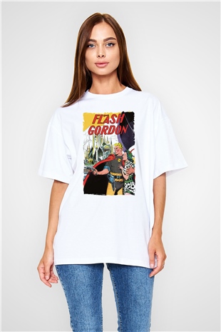Flash Gordon Beyaz Oversize Tişört