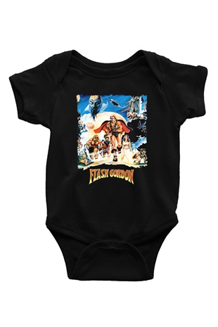 Flash Gordon Siyah Bebek Body - Zıbın