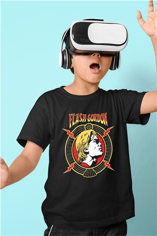 Flash Gordon Siyah Unisex  Çocuk Tişört