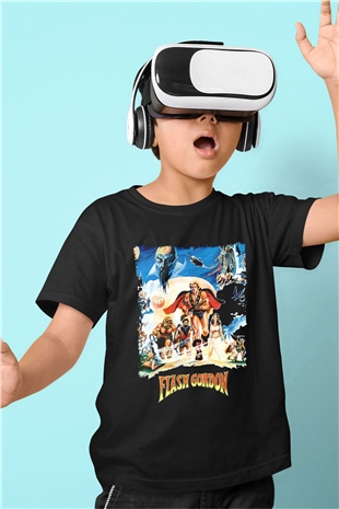 Flash Gordon Siyah Unisex  Çocuk Tişört