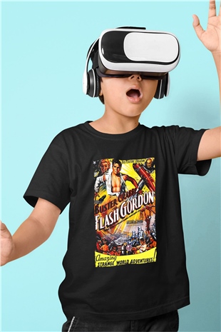 Flash Gordon Siyah Unisex  Çocuk Tişört