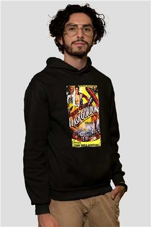 Flash Gordon Siyah Unisex Hoodie