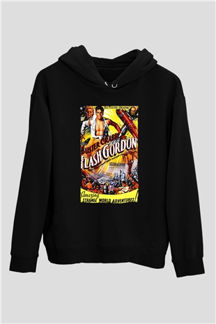 Flash Gordon Siyah Unisex Hoodie